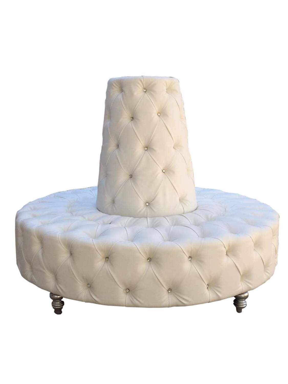 White Round Bench Tufted Circle Sofa Banquette Lobby Booth Wedding Round Chair