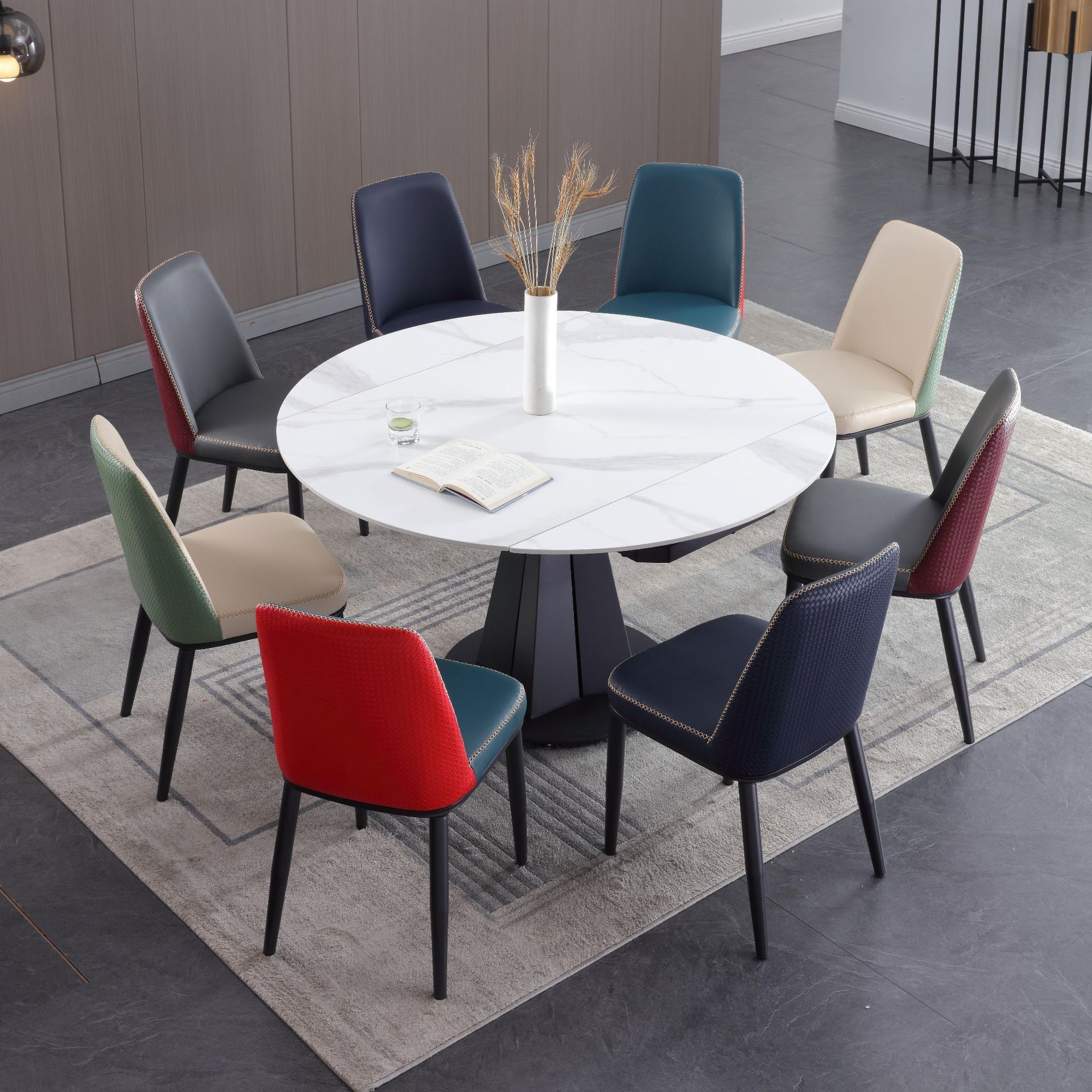 Modern Square And Round Dual-purpose Rotating Telescopic Round Table Folding Multi-functional Dining Table Restaurant Table