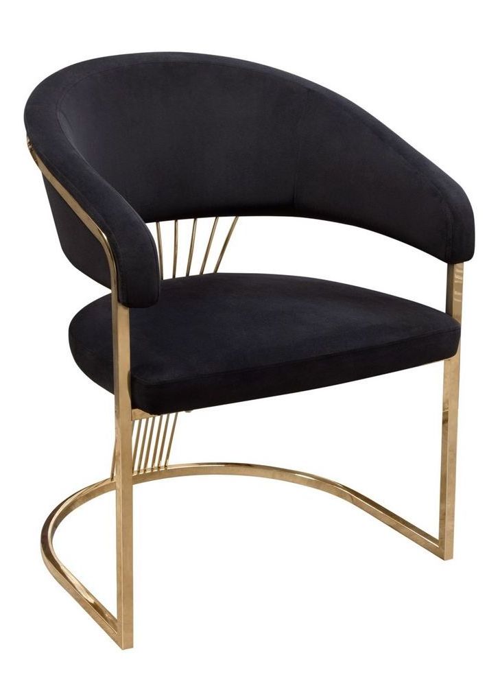 New Designed Modern Style Upholstered Black Velvet Gold Metal Arm Chair Living Room Accent Dining Chair for Home Hotel