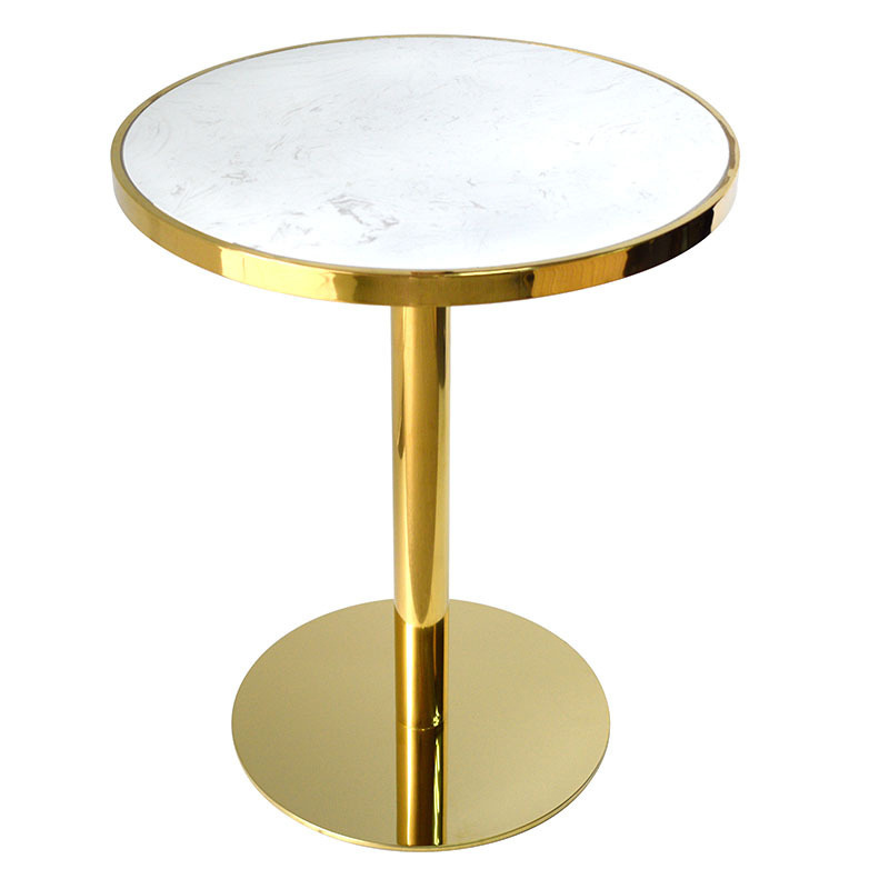 Modern Stainless Steel Plating Gold Hotel Round Marble Top End Table