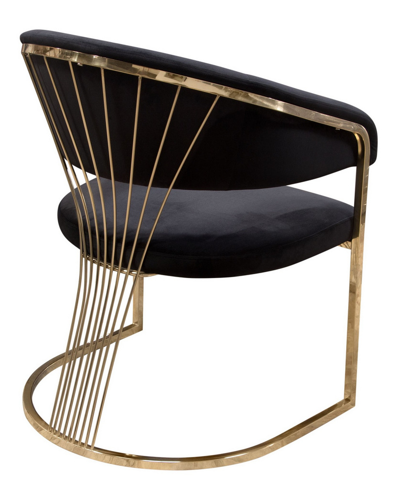 New Designed Modern Style Upholstered Black Velvet Gold Metal Arm Chair Living Room Accent Dining Chair for Home Hotel