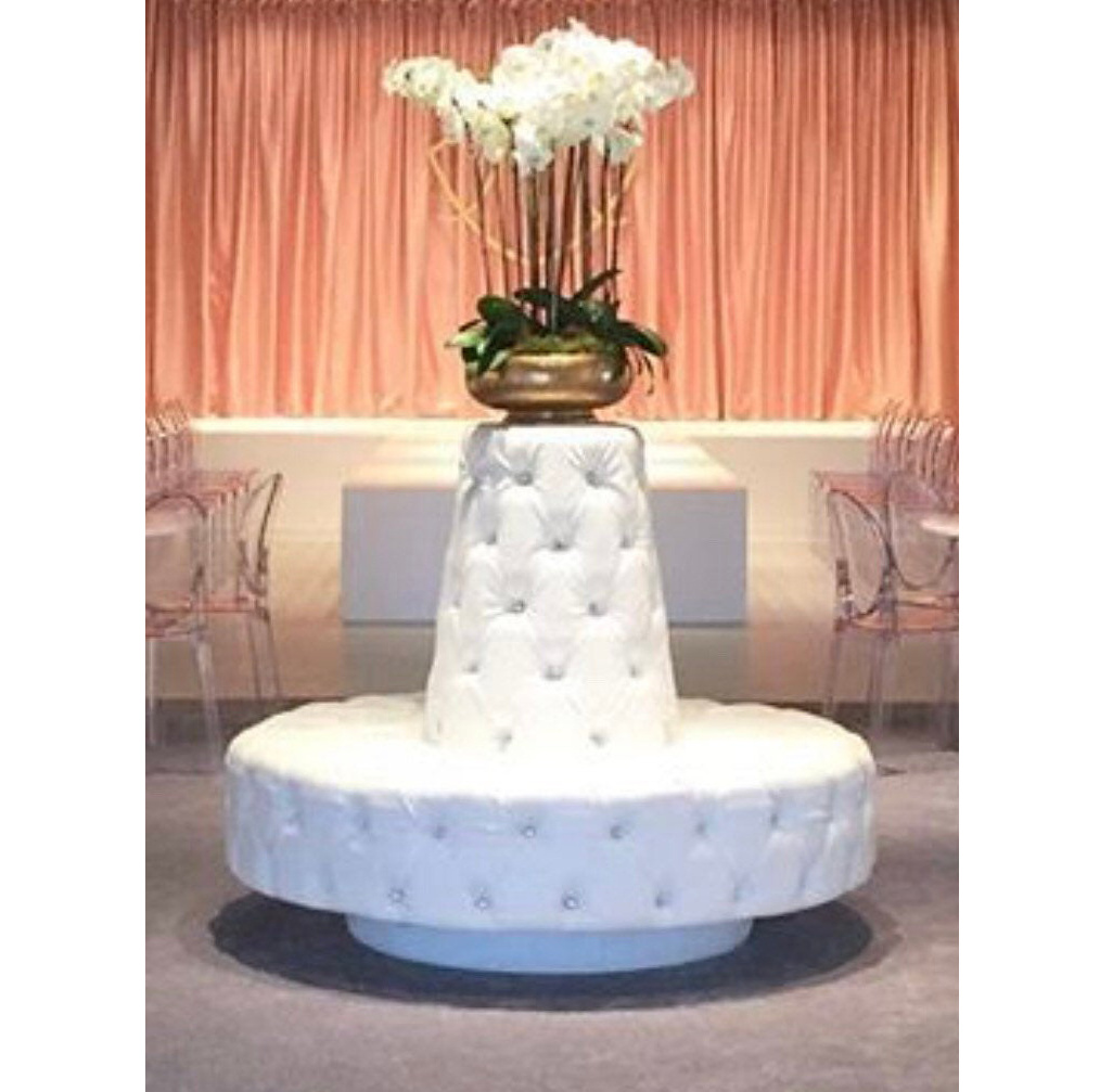 White Round Bench Tufted Circle Sofa Banquette Lobby Booth Wedding Round Chair