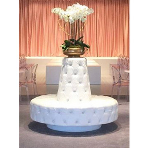 White Round Bench Tufted Circle Sofa Banquette Lobby Booth Wedding Round Chair