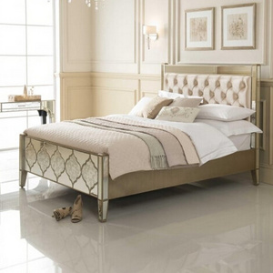 Diamond Crystal bedroom Wooden Frame Mirrored Kingsize Bed