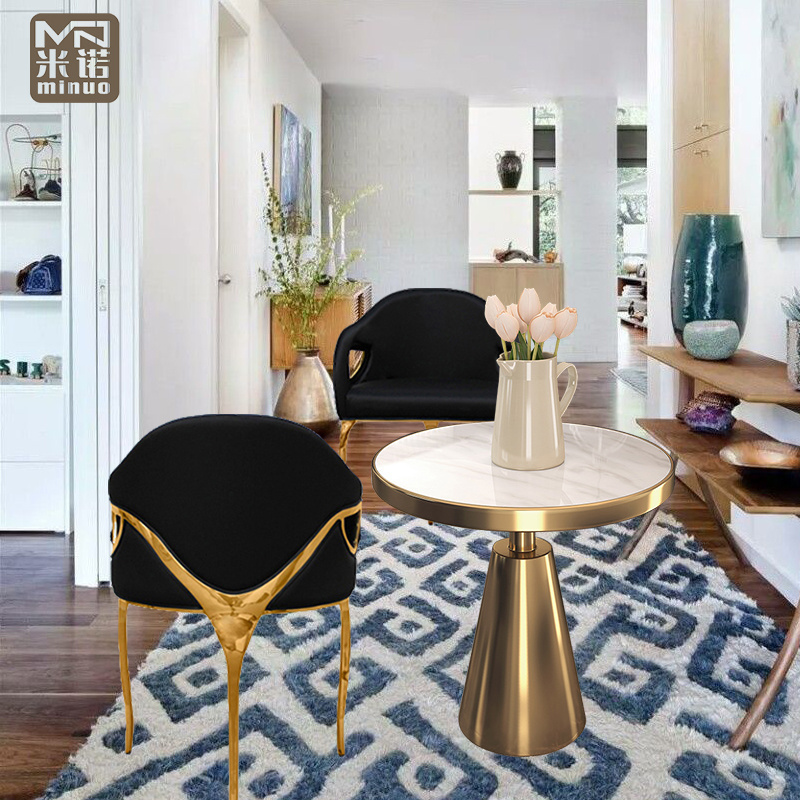 Modern Design Gold Stainless Steel High Quality Dinning Chair Black Velvet Home Arm Side Chair For Hotel