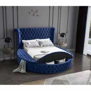 Bedroom Furniture Customized Size Storage Beds Button Headboard Design Velvet Upholstered Beds For Home Hotel