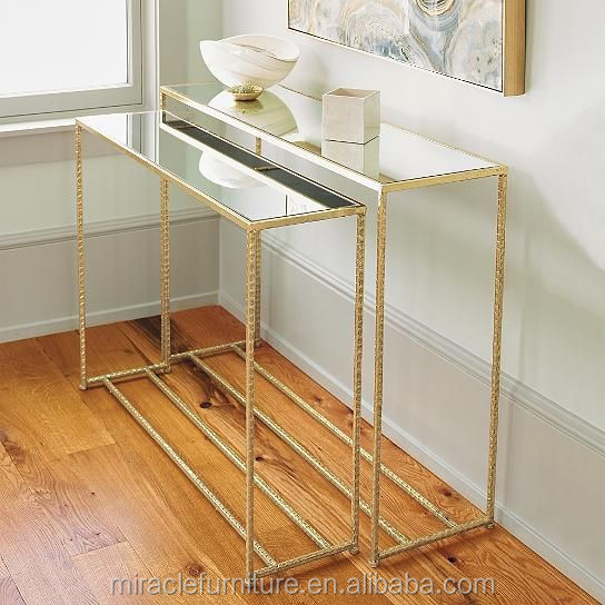 Modern Metal Gold Rectangle Mirrored Glass Top Coffee Table Center Table For Home Hotel Reception Room Furniture