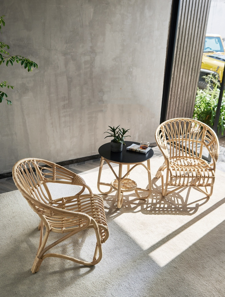 Nordic Natural Real Rattan Chair Balcony Leisure Chair Home Bamboo Chair For Home Cafe Party