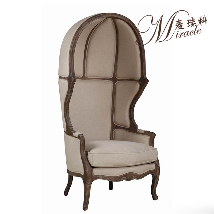 French Provincial Living Room Birdcage Chair/Solid Wooden Linen Leisure Egg Chair  Dome chair