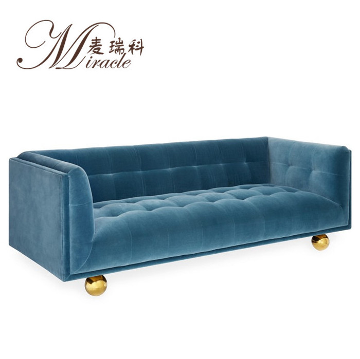 Living room luxury sofa unique design ball shape legs  stainless steel tufted event sofa