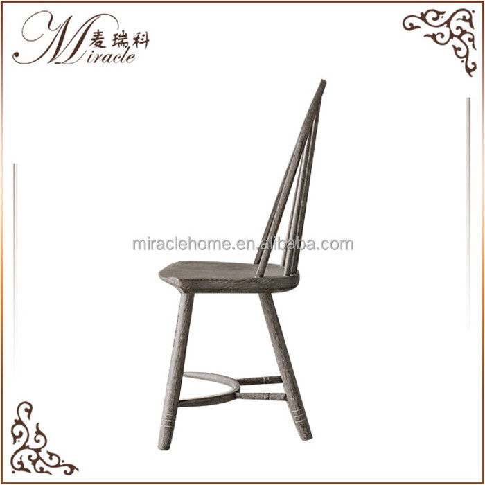 English design oak wood frame arched spindle back side chair