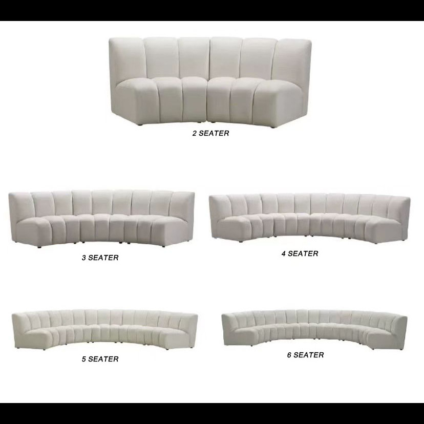 Hotel Furniture Shearling Sherpa Sofa Round Boucle Couch White Sheepskin Upholstery Modular Round Sectional Sofa