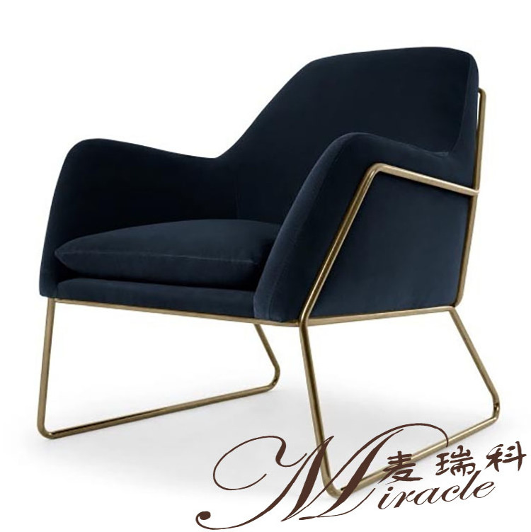 Single seater gold chrome legs comfortable luxury velvet armchair for lobby velvet leisure chair