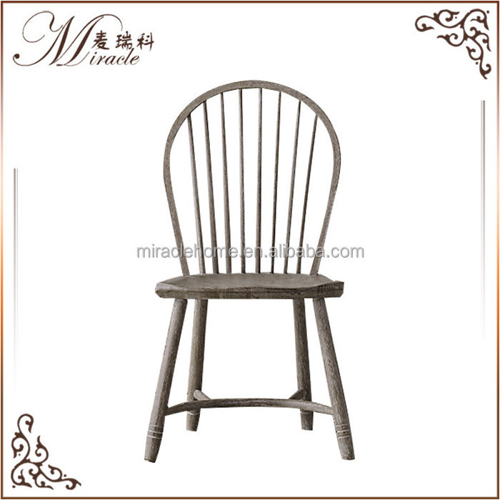 English design oak wood frame arched spindle back side chair