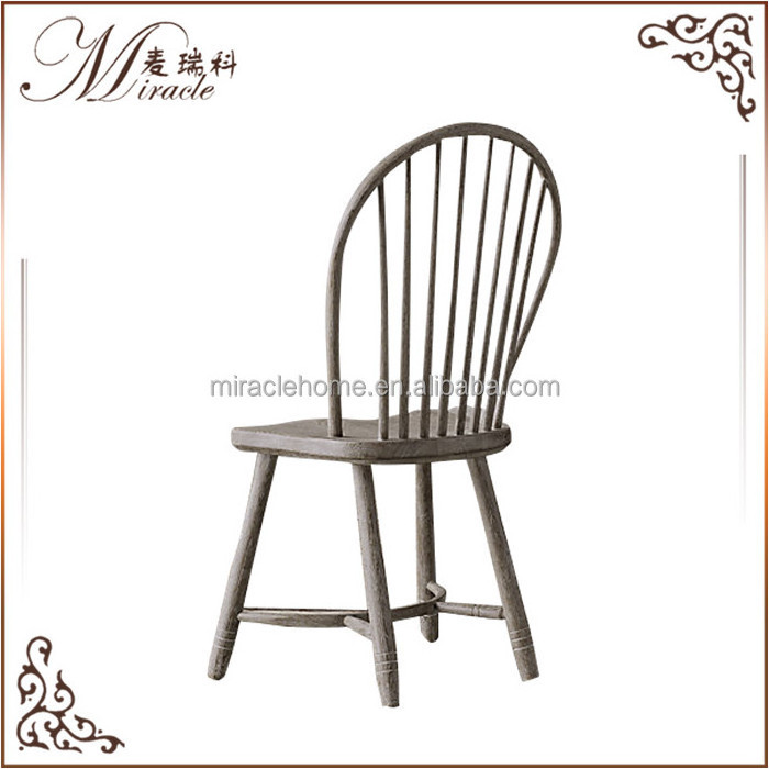 English design oak wood frame arched spindle back side chair