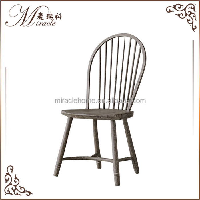 English design oak wood frame arched spindle back side chair