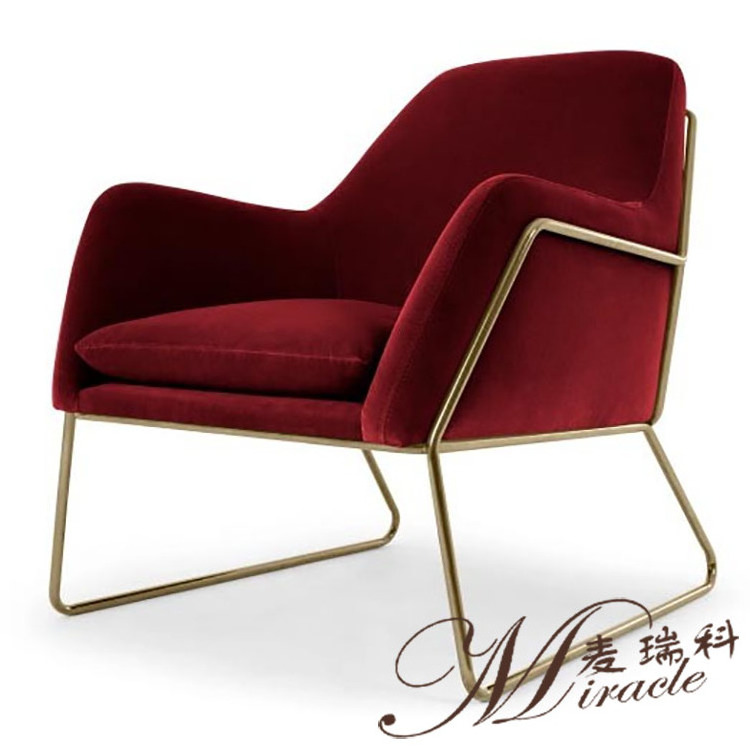 Single seater gold chrome legs comfortable luxury velvet armchair for lobby velvet leisure chair