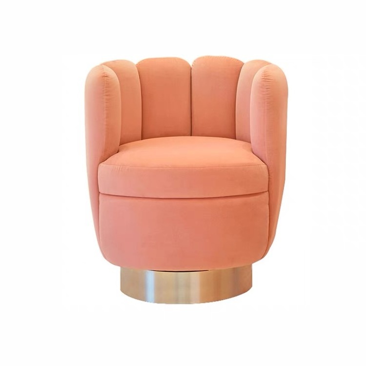 Nordic style restaurant lovely armchair pink velvet flower cafe sofa chair