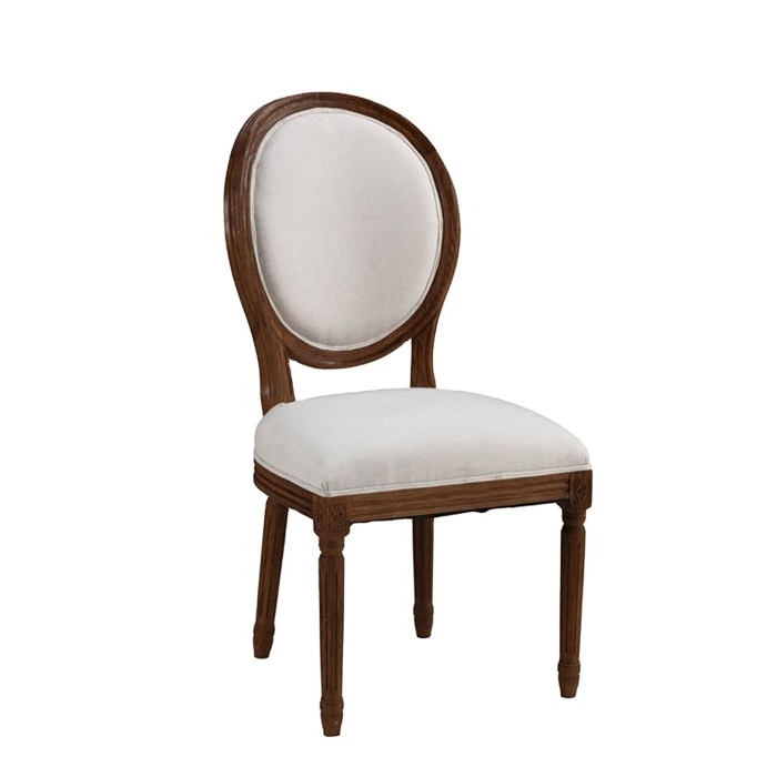 French oak wood frame round back armrest dining chair with KD packing