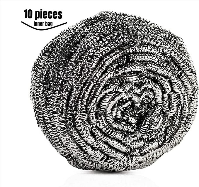 Steel Wool Pads Metal Scrubber Stainless Steel Scourer Sponges for Cleaning Dishes Pans Pots Ovens Grills