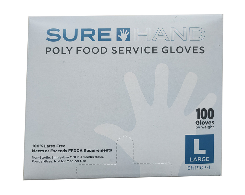 HDPE/LDPE/TPE polyethylene disposable gloves box of 500 examination glovee