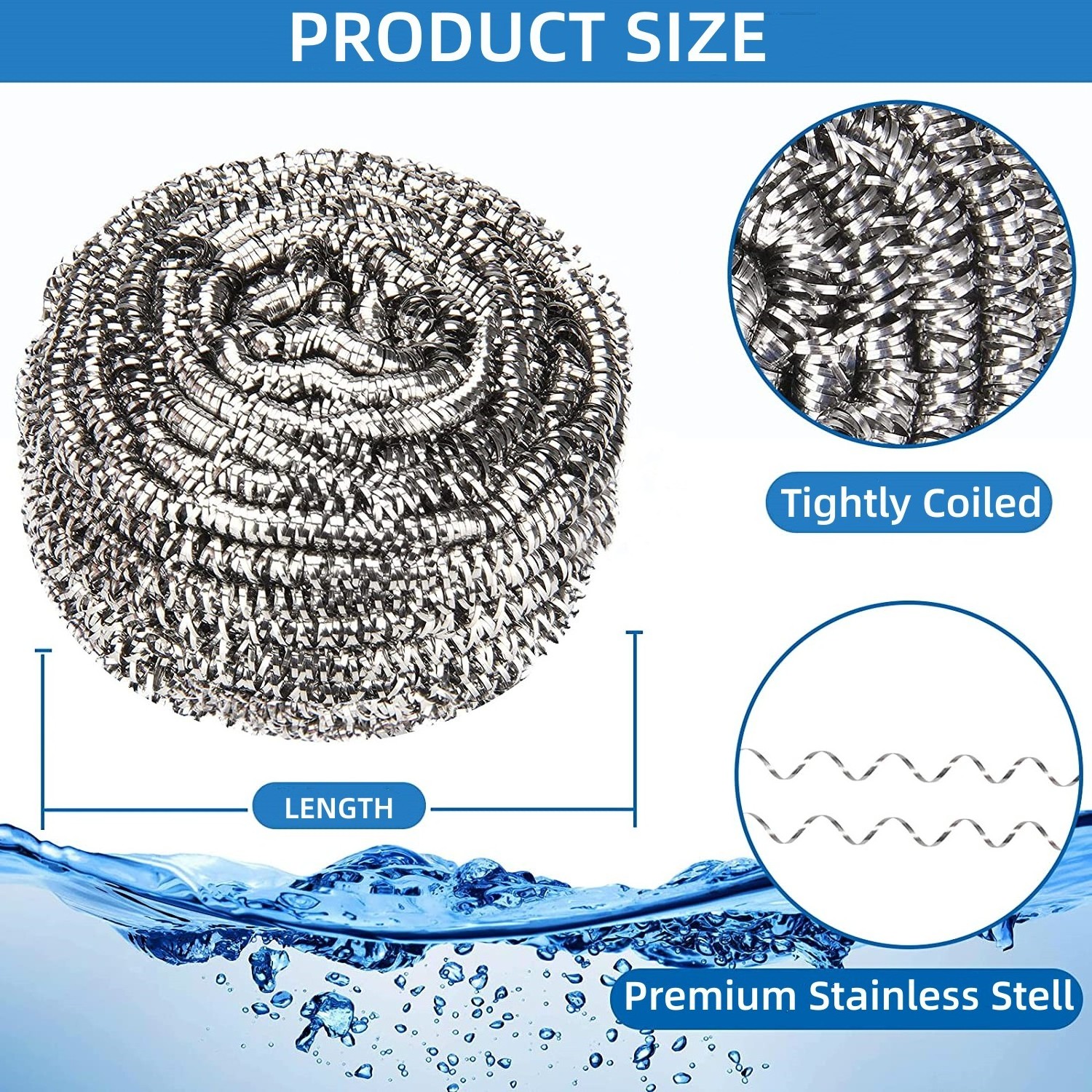 Steel Wool Pads Metal Scrubber Stainless Steel Scourer Sponges for Cleaning Dishes Pans Pots Ovens Grills