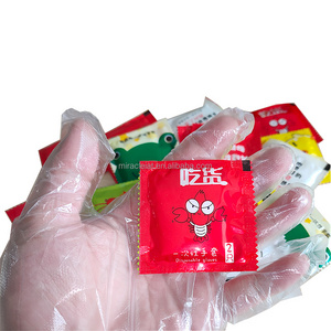 China OEM ECO-Friendly Customized Transparent HDPE Poly Food grade individually packaged folded Disposable Plastic  gloves