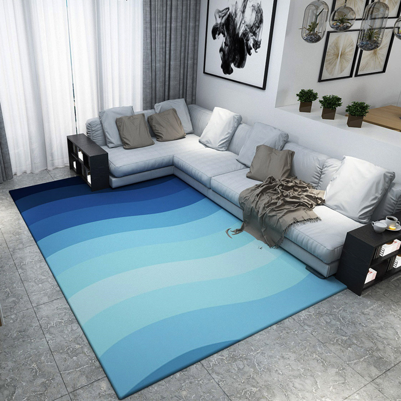 New Design Luxury Modern Wool Soft Blue Hand Tufted Area Rug Handmade Carpet For Living Room