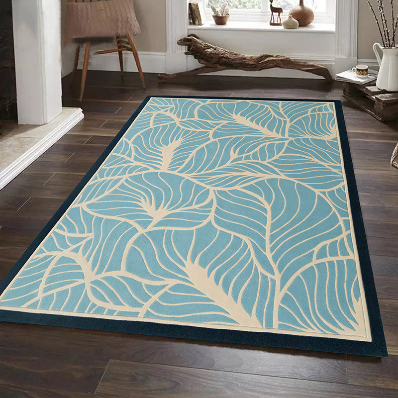 New Design Luxury Modern Wool Soft Blue Hand Tufted Area Rug Handmade Carpet For Living Room