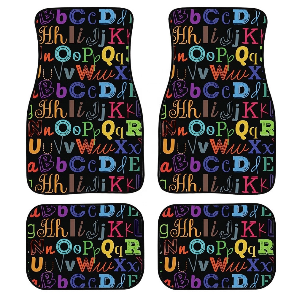 4pcs Set All-Climate Rubber Floor Mats Custom Car Rug Sublimation Decorative Logo Print Door Mat