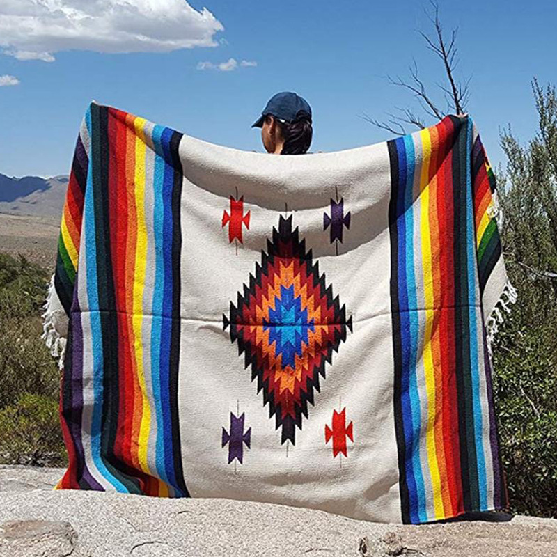 Customized 100% Recycled Cotton Woven Adult Checkerboard Jacquard Throw Blanket Outside Picnic Rugs