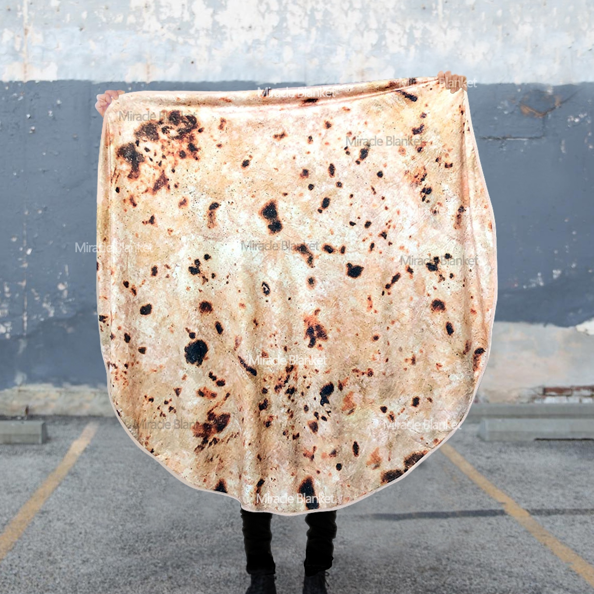 Custom Round Giant Flour Throw Fleece Adult Double Sided Taco Tortilla Pizza Solid Wholesale Sofa Bed Flannle Blanket