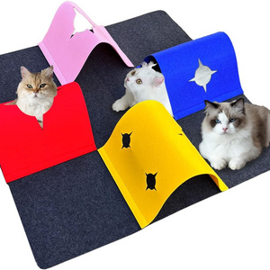 Felt Cat Tunnel Felt Cat Tube Foldable Kitten Mat Toy Mini Cat House Indoor Hanging Interactive Pet Toy