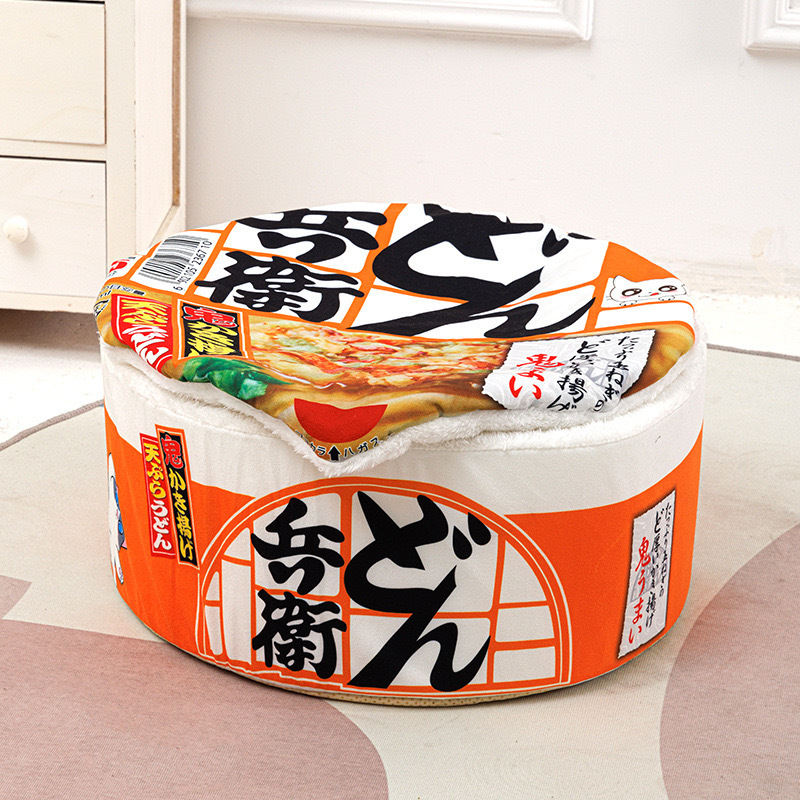 Cat accessories Pet Nest Bed Winter Warm Enclosed Sleeping Mat Soft Plush Instant Ramen Cup Noodles Round Dog Bed