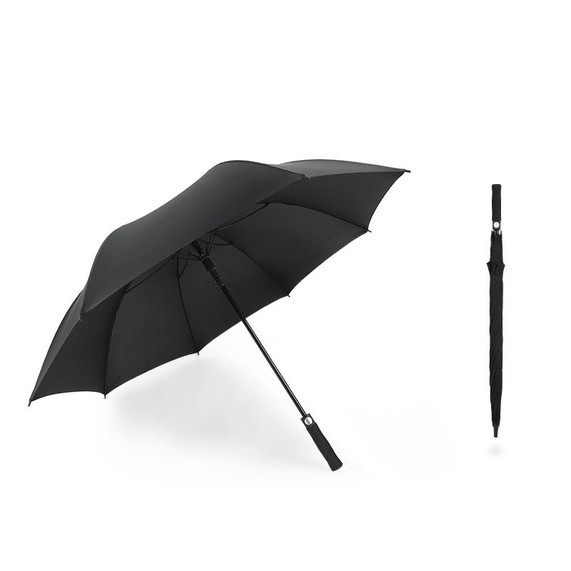 Long handle umbrella large double golf umbrella black rubber umbrella