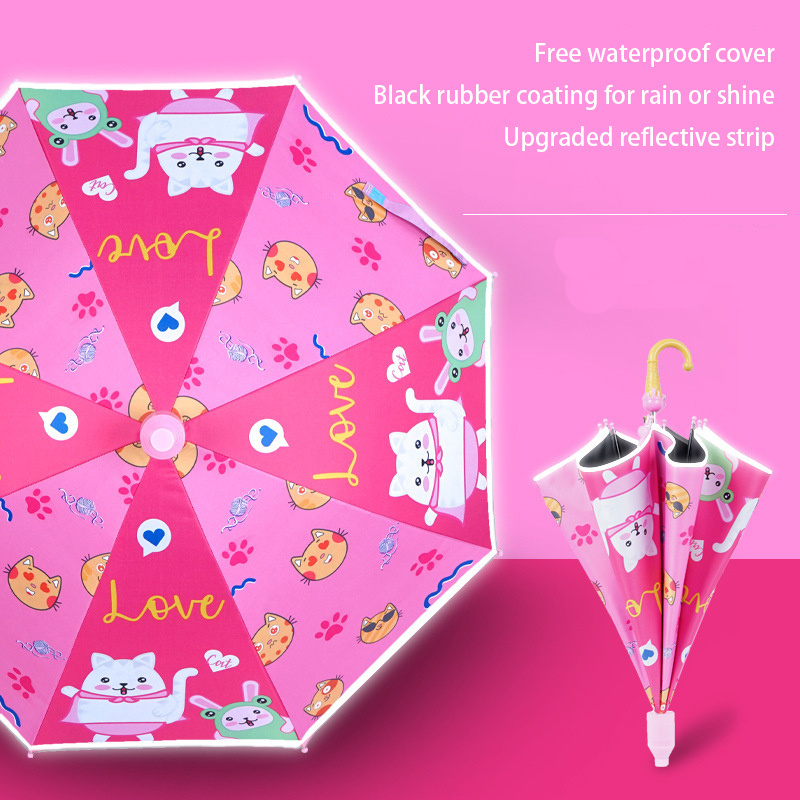 Children's Umbrella for Sun and Rain Manual Fiberglass Folding Mini Umbrella Windproof Lightweight and Packable for Travel