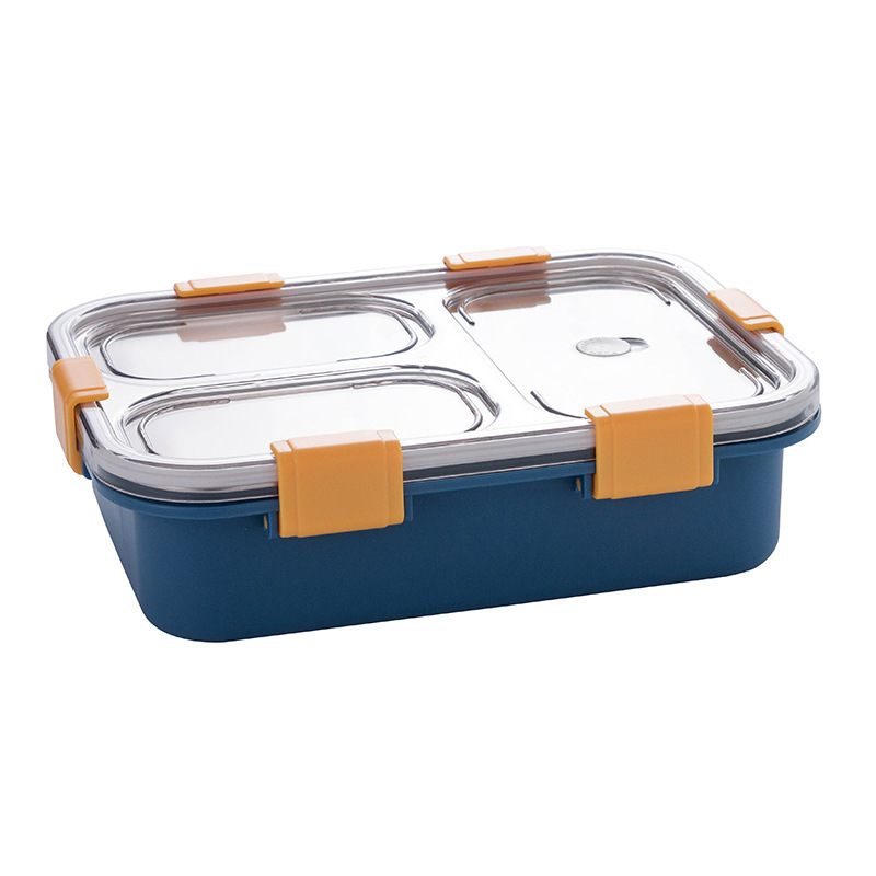 304 Stainless Steel Lunch Container 3 Section Design Keep Foods Separated Metal Bento Box  Portable Utensil Kids Women Adults