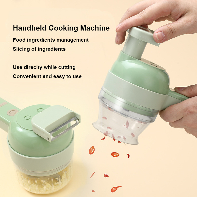 4 in 1 Portable Electric Vegetable Cutter Cup Slicer Electric Grater Set Cordless Mini Chopper Food Processor Fruit Dicer Cutter