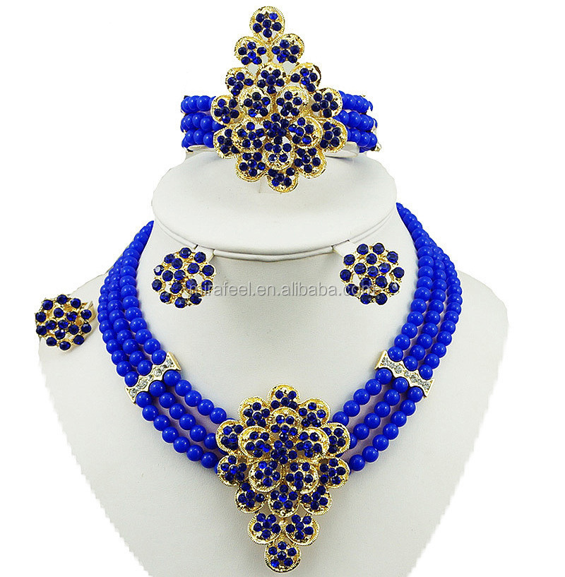 African Beads Jewelry Set ,Artificial Kundan Bridal Jewellery Sets, 18k Gold Plated Jewelry