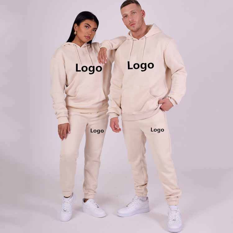 Custom 100% Cotton Fleece Jogging Track Sweat Suit Unisex Men Women Jogger Sweatsuit Tracksuit Sweatpants Hoodie Set With Logo