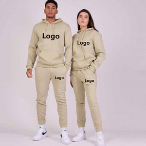 Custom 100% Cotton Fleece Jogging Track Sweat Suit Unisex Men Women Jogger Sweatsuit Tracksuit Sweatpants Hoodie Set With Logo