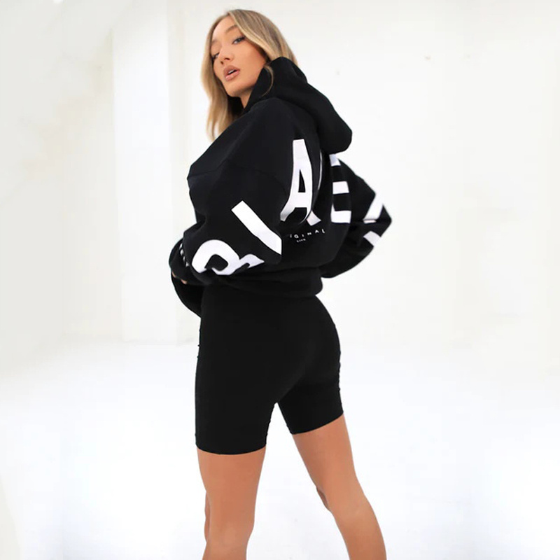 Custom Logo Women High Quality Cotton Print Oversized Pullover Hoodie Thick Heavy Weight Oversized Jumper