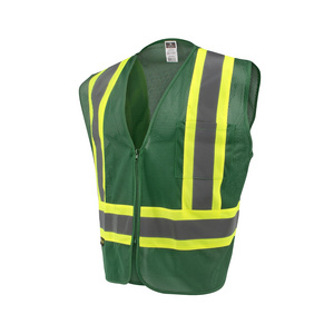 Private Label Good Quality Safety Vest  Class 1 Safety Vest Size 2X-Large, Hunter Green Mesh with Contrasting Tape - 1 Each