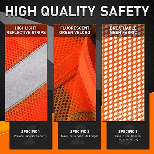 Private Label Good Quality Safety Vest Reflective Safety Vest Hi Vis Mesh Vest Adjustable Size for Men Women Outdoor Works