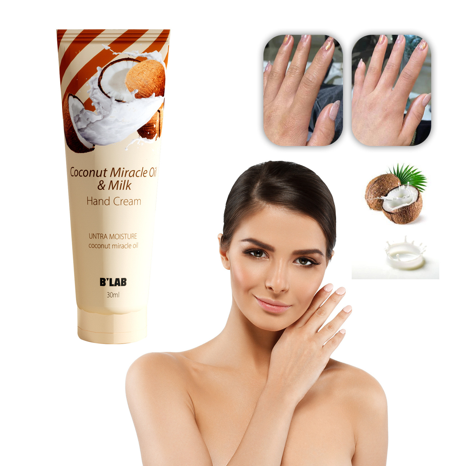 Private label portable travelling mini moisturizing hand cream & lotion with coconut miracle oil