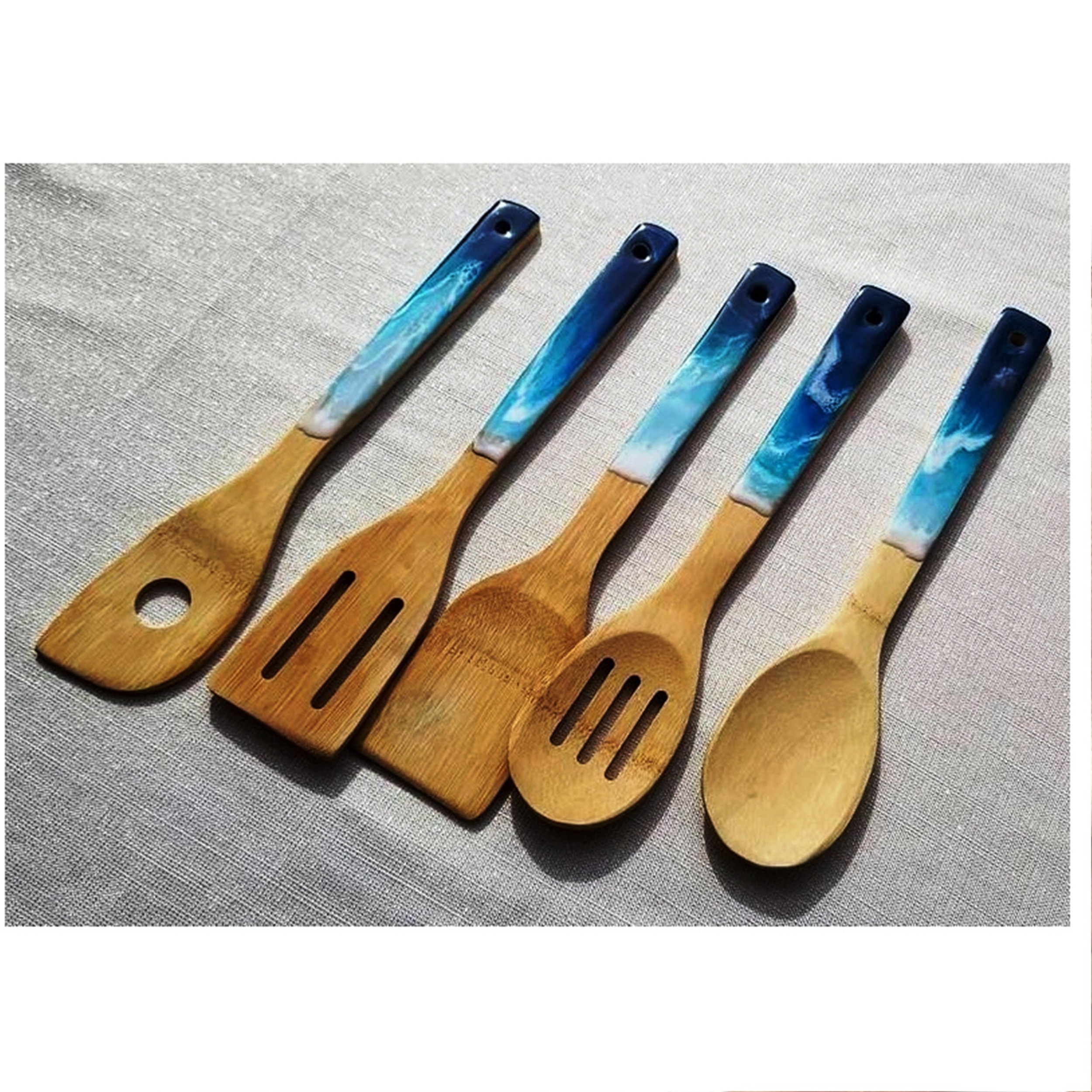 Wholesale resin handle cutlery Essentials Natural Acacia Mango  wood Kitchen Tools Set Made In India