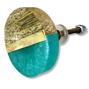 Turquoise Marble Epoxy Resin Door Handle Size 3 Inch Luxury Wood Resin Metal Door Cabinet Knob Handle Made In India