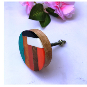 Rainbow design Resin Wood & MOP Cupboard Door Knob Drawer Pull  Luxury Wood Resin Metal Door Cabinet Knob Handle Made In India