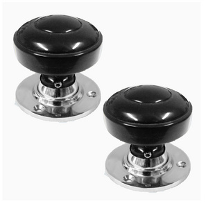 Black Resin Cottage Shaped Door Knob Set Plain Chrome Backplate Luxury Wood Resin Metal Door Cabinet Knob Handle Made In India