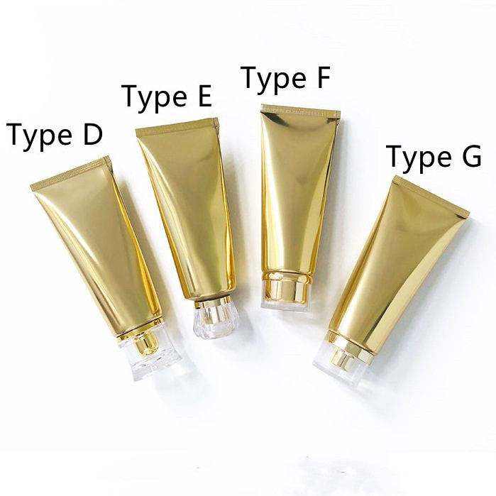 100ml 100g Gold Silver Aluminum Plastic Squeeze Tube with Different Lids for Hand Face Cream Lotion